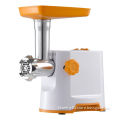 Electric meat grinder and sausage maker, aluminum or plastic food tray optional, compact figure